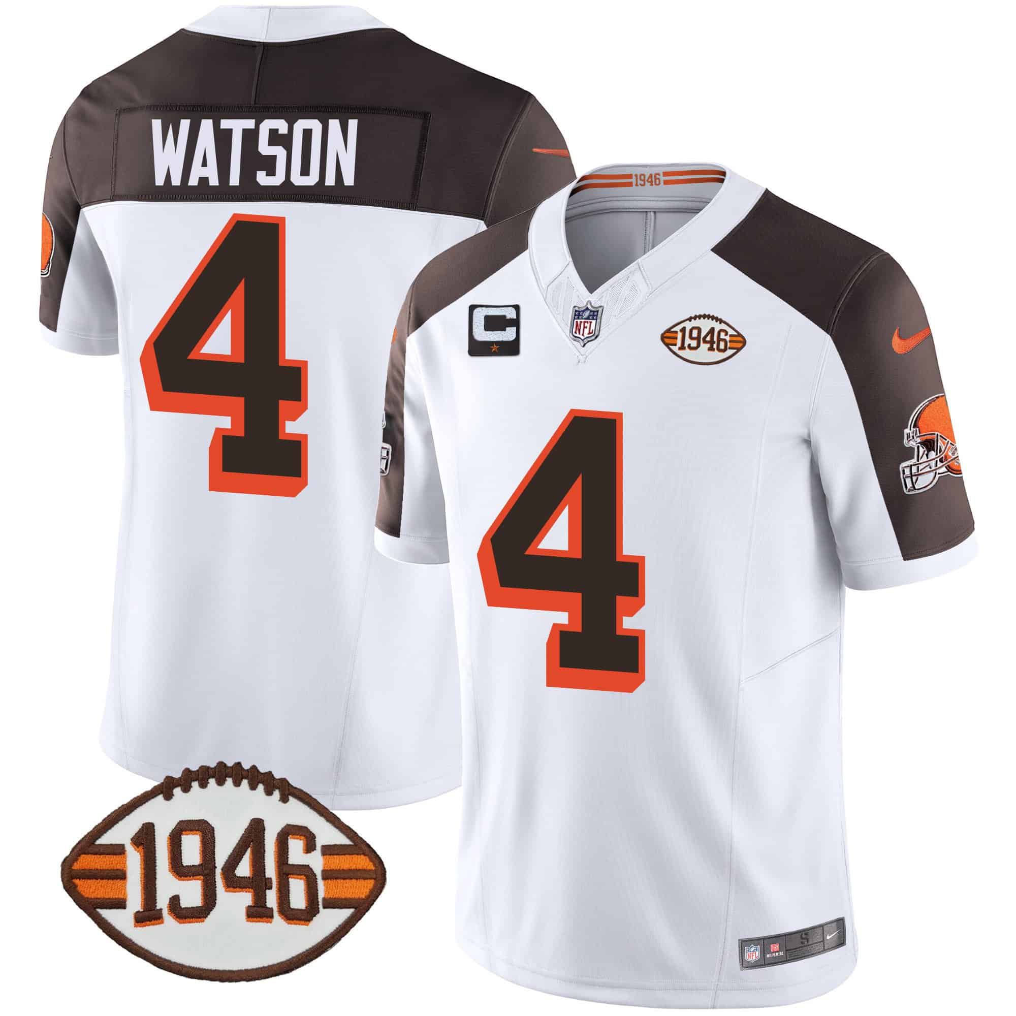 Men Cleveland Browns #4 Watson White 1946 75th Anniversary Patch 2024 Nike NFL Jersey style 1->indianapolis colts->NFL Jersey